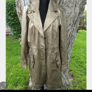 Centigrade Gold Leather Trenchcoat size medium